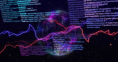 Glowing Data Visualizations with Digital Globe Overlay - Download Free Stock Images Pikwizard.com