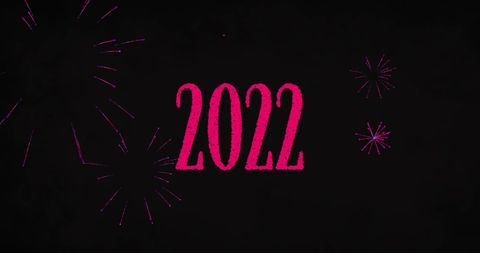 Vibrant 2022 With Pink Fireworks on Black Background - Download Free Stock Images Pikwizard.com
