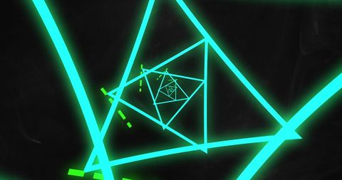 Dynamic Spinning Neon Triangles on Black Background - Download Free Stock Images Pikwizard.com