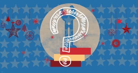 Colorful Question Mark Animation with Holiday Decorations