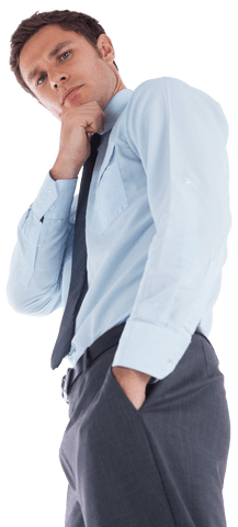 Transparent Businessman Thinking Posing in Formal Attire