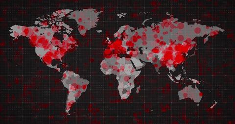 World Map Highlighting Global Spread of Covid-19 Pandemic