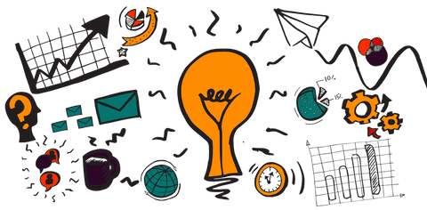 Colorful Idea Symbol with Bulb on Transparent Background