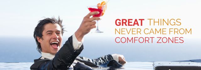 Motivated Businessman Toasting in Suit with Inspirational Quote - Download Free Stock Templates Pikwizard.com