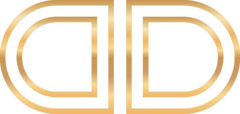 Gold gradient double d logo on transparent background