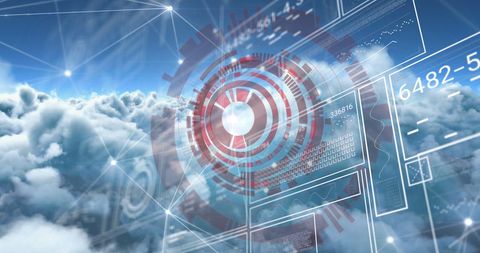 Digital Interface Superimposed on Cloudscape Historically Input Framework - Download Free Stock Images Pikwizard.com