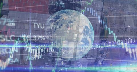Global Financial Data Over Cityscape and Earth - Download Free Stock Images Pikwizard.com