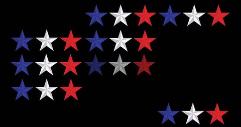Digital American Flag Design with Blue, White, and Red Stars