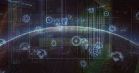 Global Technology Interface with Data Processing in Server Room - Download Free Stock Images Pikwizard.com