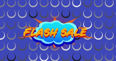 Retro Flash Sale Cartoon Design on Patterned Background