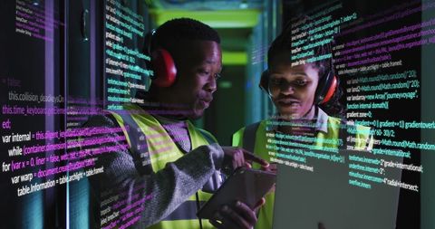 Engineers Collaborating in Data Center with Holographic Interface - Download Free Stock Images Pikwizard.com