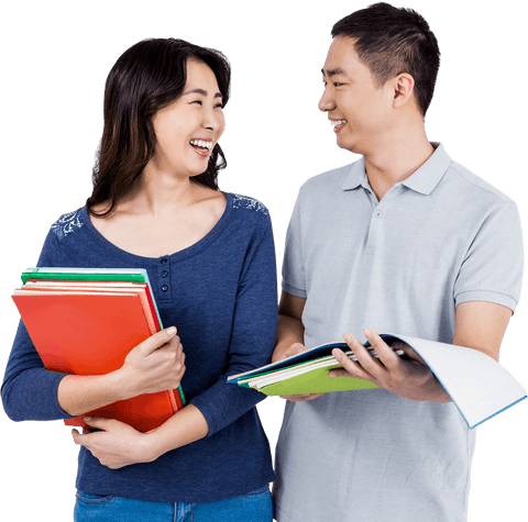 Asian Couple Smiling with Books on Transparent Background - Download Free Stock Videos Pikwizard.com