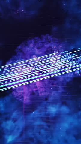 Vertical Neon Streaks Glitching Across Pulsing Nebula Loop for Music Visuals & Tech Ads