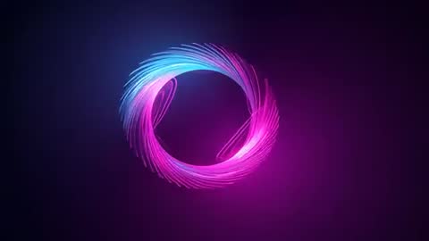 Neon Circle Spins and Pulses with Vibrant Colors in Darkness