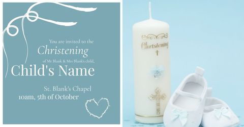 christening invitation with candle and baby shoes design - Download Free Stock Templates Pikwizard.com