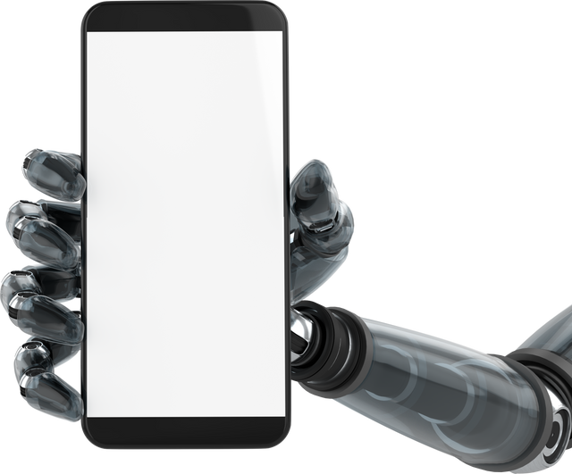 Robotic Hand Holding Smartphone with Blank Screen on Transparent Background - Download Free Stock Videos Pikwizard.com