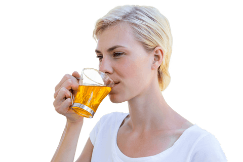 transparent image of woman in white shirt drinking herbal tea - Download Free Stock Videos Pikwizard.com