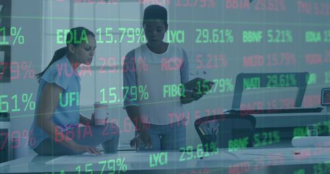 Team Collaboration in Finance Office with Stock Overlay - Download Free Stock Images Pikwizard.com