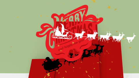 Festive Animation of Merry Christmas Message with Santa Sleigh