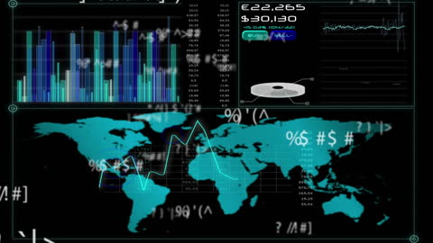 Digital Data Processing Animation on a Global Scale