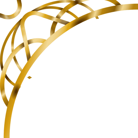 Elegant gold ribbon design on transparent background