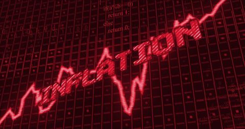Digital inflation concept with economic data display