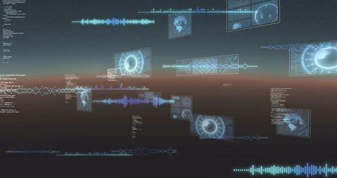 Digital Interface with Floating Data Visualization Screens - Download Free Stock Images Pikwizard.com