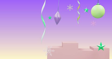 Colorful Christmas Decorations Against Vibrant Purple Background