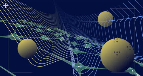 Futuristic Networking Visualization with Abstract Spheres and Waves