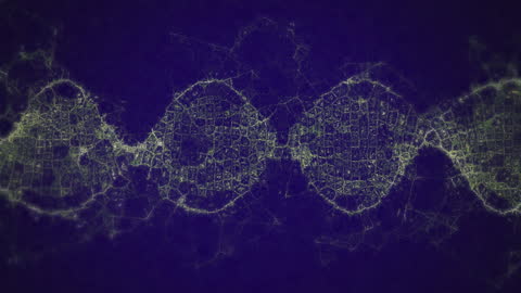 Digital Visualization of DNA Double Helix in Blue Art Style