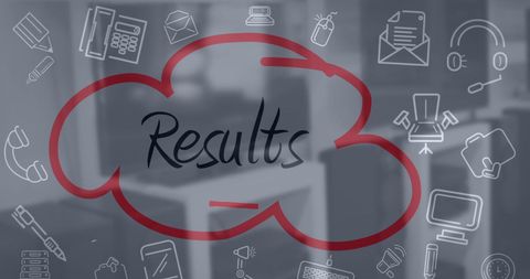 Businessman Highlighting Results with Technology Icons