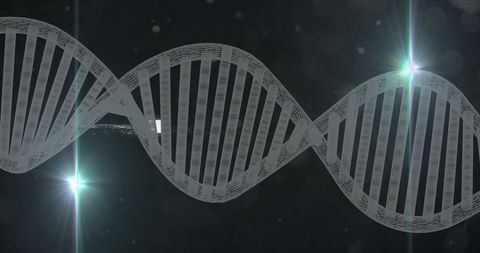 Futuristic Wireframe DNA Helix in Digital Laboratory