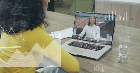 Virtual Business Meeting with Financial Data Insights - Download Free Stock Images Pikwizard.com