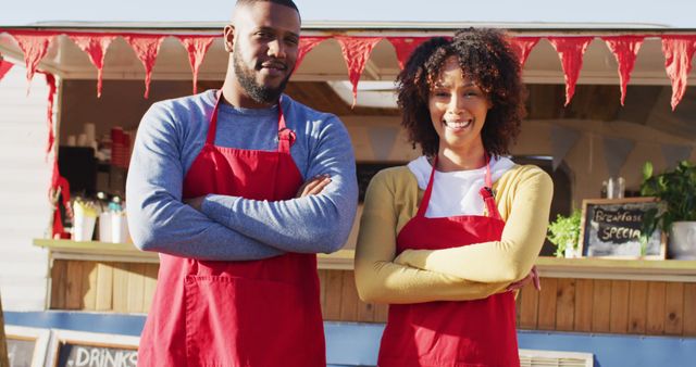 Smiling Entrepreneurs Running Food Truck Business - Download Free Stock Images Pikwizard.com