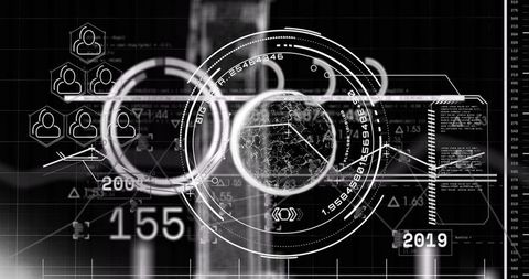 Futuristic hud interface with holographic elements and data
