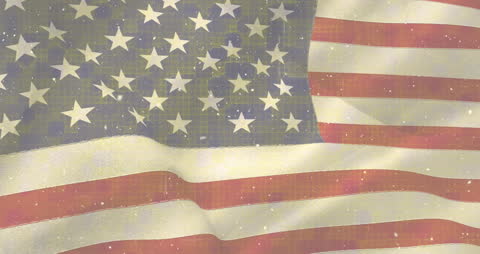 American Flag with Winter Snowfall Animation