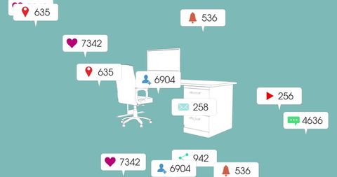 Office Environment Integrating Social Media Metrics Representation - Download Free Stock Images Pikwizard.com
