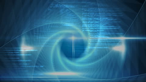 Data Processing Animation with Dynamic Blue Swirls