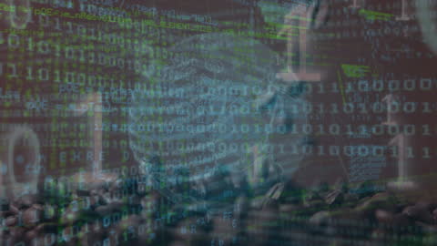 Digital Data Streams Overlaying Abstract Background