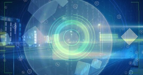 Futuristic Digital Network with Tech Icons and Data Visualization - Download Free Stock Images Pikwizard.com