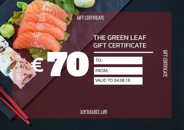 Sushi-Themed Gift Certificate Template for Restaurant Promotions - Download Free Stock Templates Pikwizard.com