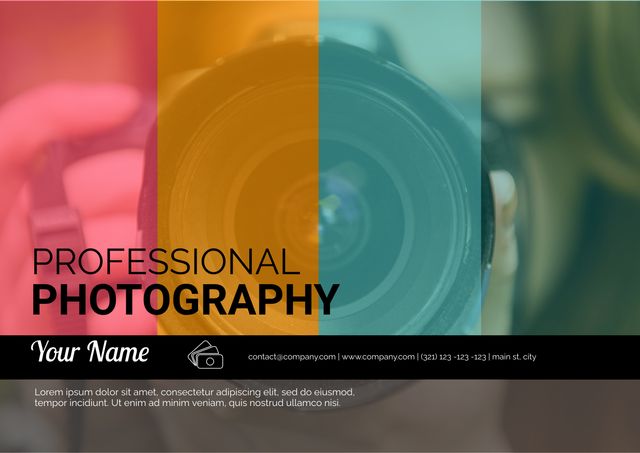 Modern Photography Service Advertisement with Camera Lens - Download Free Stock Templates Pikwizard.com