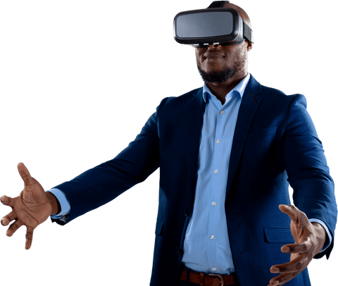 transparent businessman immersed in virtual reality experience - Download Free Stock Videos Pikwizard.com