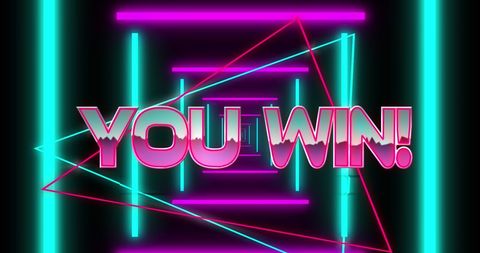 retro futuristic you win text with glowing neon shapes - Download Free Stock Images Pikwizard.com