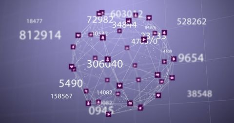 Digital Network Connections with Numbers and Icons - Download Free Stock Images Pikwizard.com