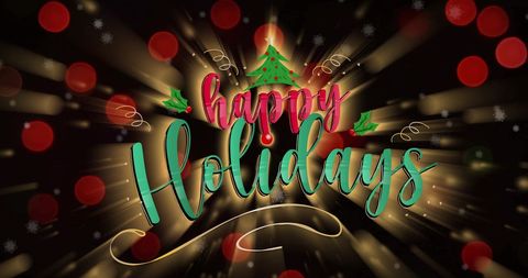 Festive Happy Holidays Greeting with Decorative Graphics
