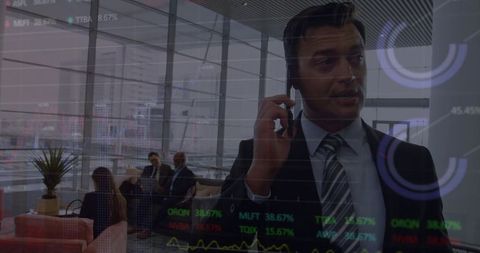 Businessman Analyzing Financial Data While Networking