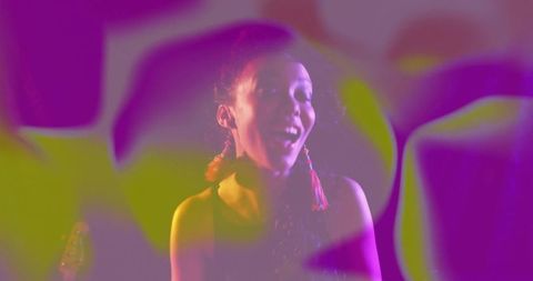 Colorful abstract artistic expression with joyful woman