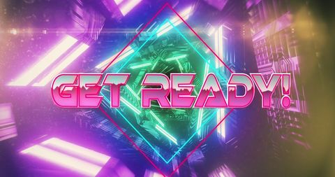 Futuristic Cyber Tunnel with Get Ready Message - Download Free Stock Images Pikwizard.com