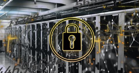 Digital Padlock Over Data Servers Representing Cybersecurity - Download Free Stock Images Pikwizard.com